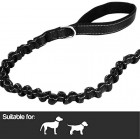 Anti Shock Dog Training Lead Traffic Handle Black Bungee Leash No Pull Puppy