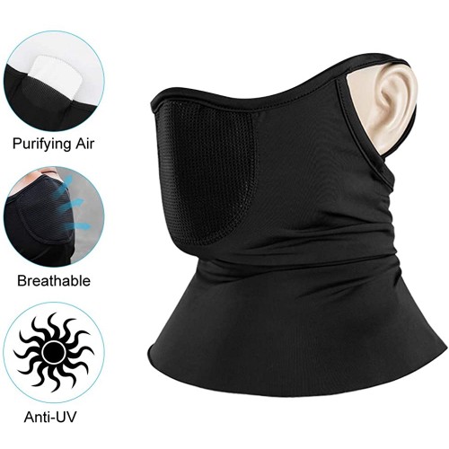 Face Bandanas with Filter for Men/Women/Kids Safety Full Protection Reusable Balaclava Headband Scarf Stretchy Breathable Face Covering Washable Cooling Ice Silk for Outdoor Cycling Motorcycle