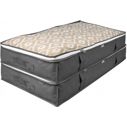 2x Underbed Storage Bags Set of 2 Large Under Bed Duvet Bedding and Clothing Packs