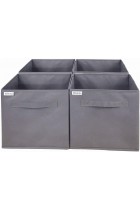 4x Fabric Storage Organiser Boxes Set of 4 Clothing Space Saver Baskets