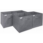 4x Fabric Storage Organiser Boxes Set of 4 Clothing Space Saver Baskets