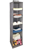 6 Tier Hanging Shelves Wardrobe Hanger Rail Fabric Storage Organiser