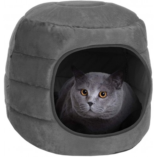 proudpet 2 in 1 Cat Cave Pet Bed Grey Kitten House
