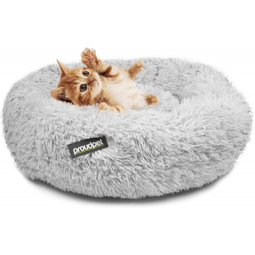 Large Cat Donut Grey Plush Pet Kitten Puppy Dog Nesting Bed