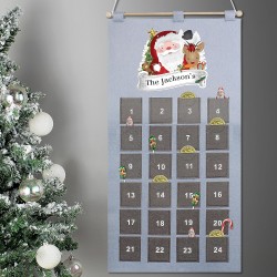 Personalised Christmas Santa Advent Calendar In Silver Grey, Christmas Advent Calendar, Christmas Decoration, Countdown to Christmas Gift