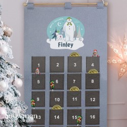 Personalised Christmas Snowman Advent Calendar In Silver Grey, Christmas Advent Calendar, Christmas Decoration, Countdown to Christmas Gift