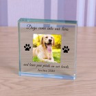 Dog Memorial Personalised Photo Engraved Glass Block Paperweight Dog Lovers Gift Pet Memorial Paw Prints Glass Dog Photo Block