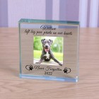 Dog Memorial Never Forgotten Personalised Photo Engraved Glass Block Paperweight Dog Lovers Gift Pet Memorial Paw Prints Glass Dog Photo RIP