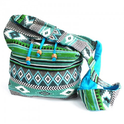 Jacquard Bag - Teal Student Bag - Festival , Concert, Beach Holiday Jacquard Bag - Teal Student Bag - Festival , Concert, Beach Holiday