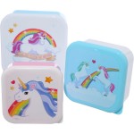 Puckator Enchanted Rainbows Unicorn Set of 3 Lunch Box Snack Storage S/M/L - - Lunchbox with Multi Compartments - Small Food Containers - Lunchbox for Adults and Kids - Girls Boys Lunchbox