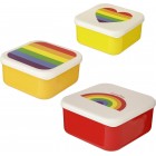 Puckator 3 Pieces Plastic Red/Multi Lunch Box | BPA Free PVC | Work, School, Travel, Home | Large 5.5x11.5x11.5cm, Medium 4.5x10x19cm, Small 4x8.5x8.5cm | Reusable, Lidded