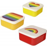 Puckator 3 Pieces Plastic Red/Multi Lunch Box | BPA Free PVC | Work, School, Travel, Home | Large 5.5x11.5x11.5cm, Medium 4.5x10x19cm, Small 4x8.5x8.5cm | Reusable, Lidded