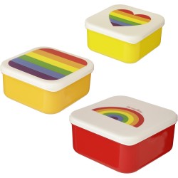 Puckator 3 Pieces Plastic Red/Multi Lunch Box | BPA Free PVC | Work, School, Travel, Home | Large 5.5x11.5x11.5cm, Medium 4.5x10x19cm, Small 4x8.5x8.5cm | Reusable, Lidded