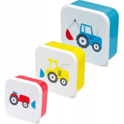 Puckator Little Tractors Set of 3 Lunch Box Snack Pots M/L/XL - Lunchbox with Multi Compartments - Small Food Containers - Lunchbox for Adults and Kids - Girls Boys Lunchbox - Snack Storage