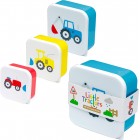 Puckator Little Tractors Set of 3 Lunch Box Snack Pots M/L/XL - Lunchbox with Multi Compartments - Small Food Containers - Lunchbox for Adults and Kids - Girls Boys Lunchbox - Snack Storage