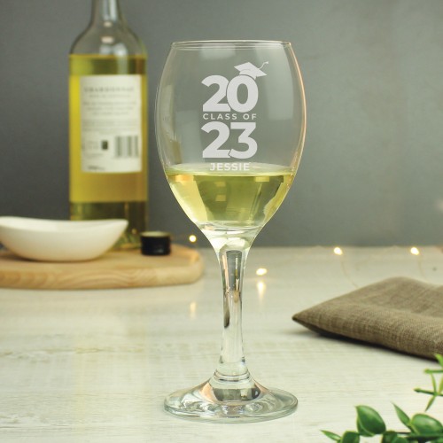 Personalised Class of Graduation Wine Glass