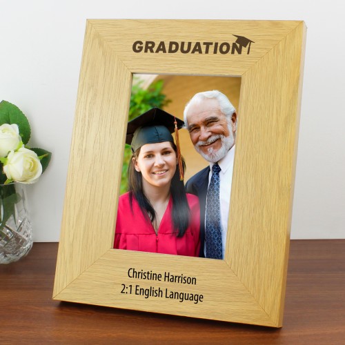 Personalised Graduation 4x6 Oak Finish Photo Frame, Graduation Gift