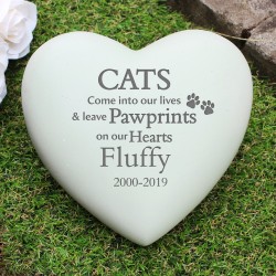 Cat Memorial Personalised Cats Paw Prints Heart Memorial Grave Marker