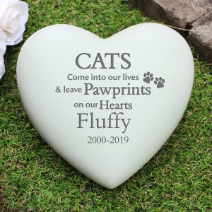 Personalised Cat Memorial Grave Marker with Paw Prints & Heart Personalised Cat Memorial Grave Marker with Paw Prints & Heart