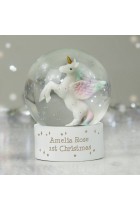 Personalised Any Message Unicorn Snow Globe - Christmas Globe - Christmas Gift For Girls or Boys - Glitter Globe