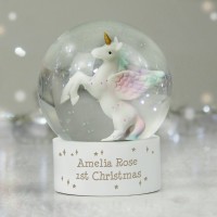 Personalised Any Message Unicorn Snow Globe - Christmas Globe - Christmas Gift For Girls or Boys - Glitter Globe