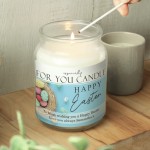 Personalised Happy Easter Large Scented Candle Jar, French Vanilla Scented, Easter Gift, 110 Hours Burn Time