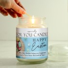 Personalised Happy Easter Large Scented Candle Jar, French Vanilla Scented, Easter Gift, 110 Hours Burn Time