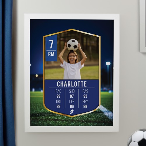 Personalised Football Photo Upload Poster Frame – White Frame Gift