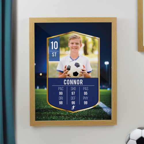 Personalised Football Photo Upload Poster Frame – Oak Finish Gift Personalised Football Photo Upload Poster Frame – Oak Finish Gift