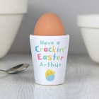 Personalised Egg Cup, Have A Cracking Easter Egg Cup, Easter Gift, Ceramic Egg Cup