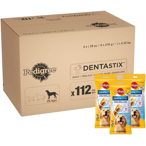 Pedigree Dentastix Large Dogs Daily Dental Care Chews Dog Treats from 25kg+ 112 Sticks