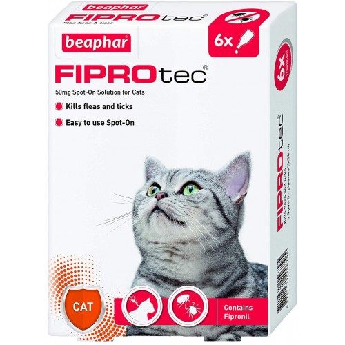 Beaphar Fiprotec Spot On Cat, 6 Pipettes Flea Treatment
