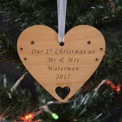 Wooden Hanging Heart Decoration - Your Message