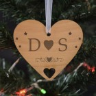 Wooden Hanging Heart Decoration - Your Initials