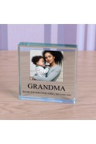 Glass Token Photo Frame Any Message, Engraved Glass Block Paperweight, Your Message Glass Photo Block, Personalised Gift