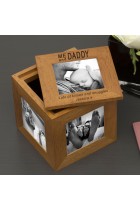 Me and Daddy Oak Wood Personalised Photo Cube