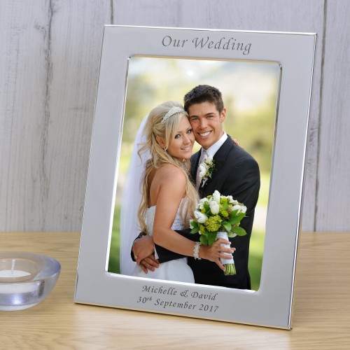 Personalised Engraved Our Wedding Silver Plated Photo Frame Custom Message Bride Groom Gift Couple Mr & Mrs Our Wedding Day Christmas Gift