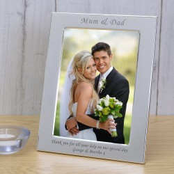 Personalised Engraved Mum and Dad Silver Plated Photo Frame Custom Message Wedding Gift Our Wedding Day Gift Parents of The Couple