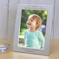 Personalised Daddy love you to the moon and back Silver Plated Photo Frame 7 x 5