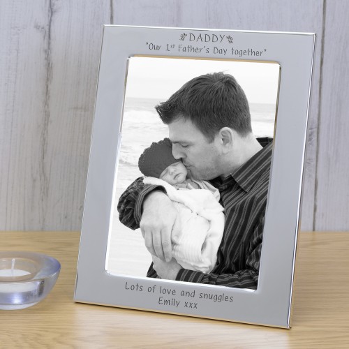 Personalised DADDY Our 1st Fathers Day together Silver Plated Photo Frame 7 x 5