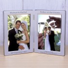 Personalised Wedding Party Role Silver Plated Double Photo Frame Groom Bride Parents Best Man Bridesmaid Wedding Gift