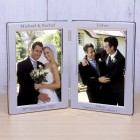 Personalised Wedding Party Role Silver Plated Double Photo Frame Groom Bride Parents Best Man Bridesmaid Wedding Gift
