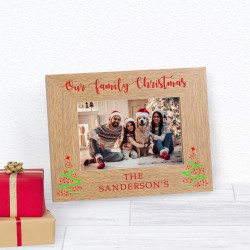 Our Family Christmas Personalised Wooden Photo Frame Christmas Gift For Mum Gift For Dad Family Christmas Gift