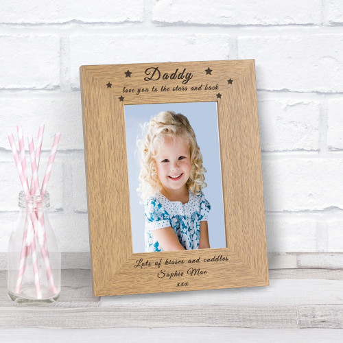 Daddy love you to the stars and back Wood Photo Frame