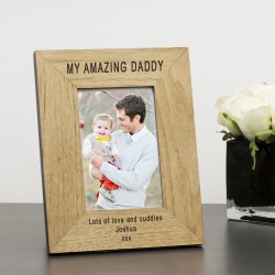 Personalised My or Our Amazing DADDY Wood Photo Frame 6 x 4