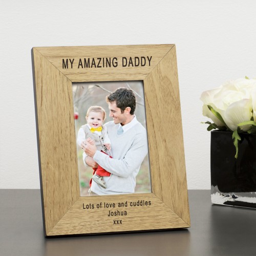 Personalised My or Our Amazing DADDY Wood Photo Frame 6 x 4