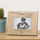 Personalised Fathers Day Our First Fathers Day Together Wooden Photo Frame Gift