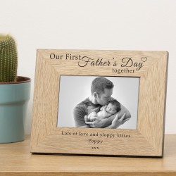 Personalised Our First Fathers Day Together Wooden Photo Frame 6 x 4