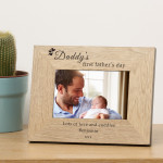 Personalised Daddys First Fathers day Wood Photo Frame 6 x 4 Personalised Daddys First Fathers day Wood Photo Frame 6 x 4