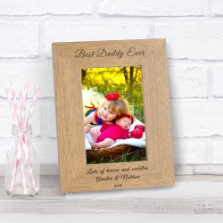 Personalised Best Daddy Ever Wood Photo Frame 6  x 4